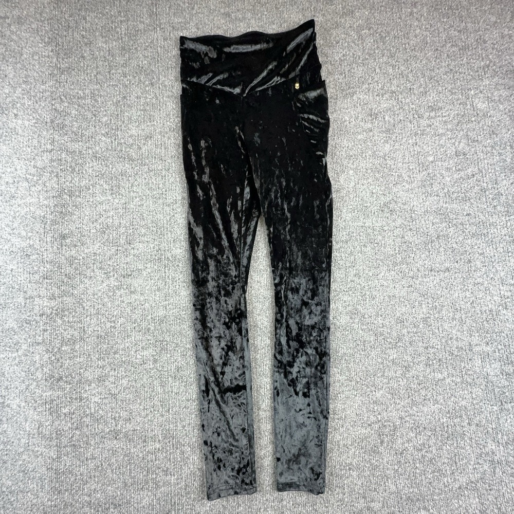 Fabletics Leggings Womens XS Black Velvet Low Rise Ankle Yoga Pants LG2254064